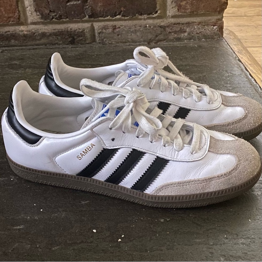 Adidas Samba White and Black Leather Shoes